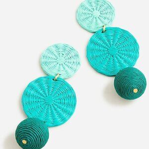 NWT HUGE J Crew Triple-Drop Raffia Earrings - Teal
